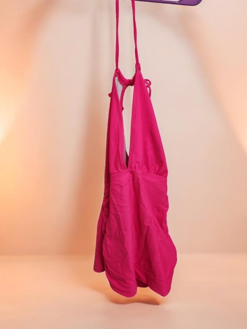 Fuchsia Halter  Sqim Top with Deep V● Read Below